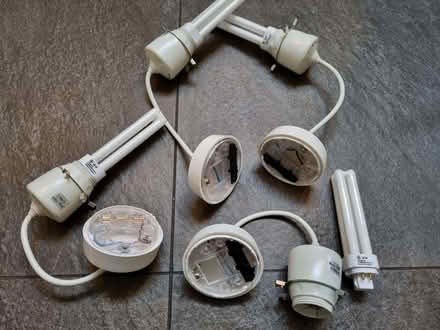 Photo of free Four Pendant ceiling Light Fittings – low energy 18W lamps (Wooburn Green HP10) #4