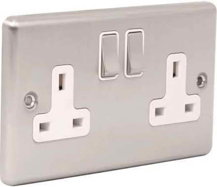 Photo of Brushed Steel Double Plug Socket (CT13) #1