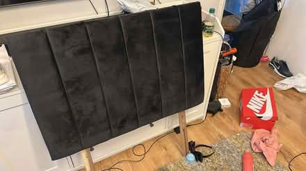 Photo of free velvet bed head dark grey/black (SW8) #3