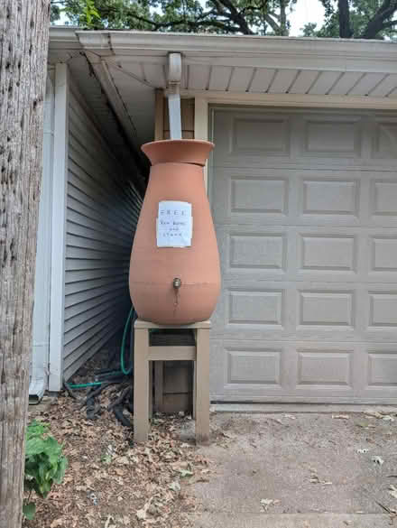 Photo of free Rain barrel and stand (Downtown Oak Park) #1