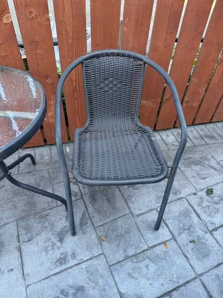 Photo of free Black bistro set (two seats and table) (Longbrnton NT NE12) #4
