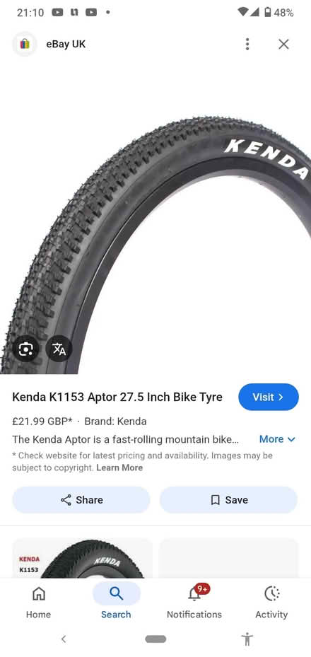 Photo of 27.5 inch cycle tyre & innertube (ST1 Hanley) #1