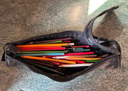 Photo of free Long pencil case snowboarder motif and coloured pencils (Knaresborough HG5) #2
