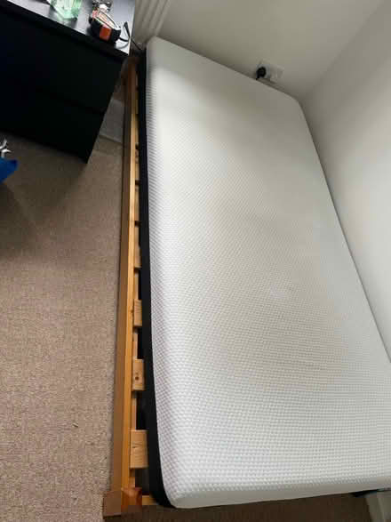 Photo of free Low Wooden single bed +mattress (Chellaston derby) #2