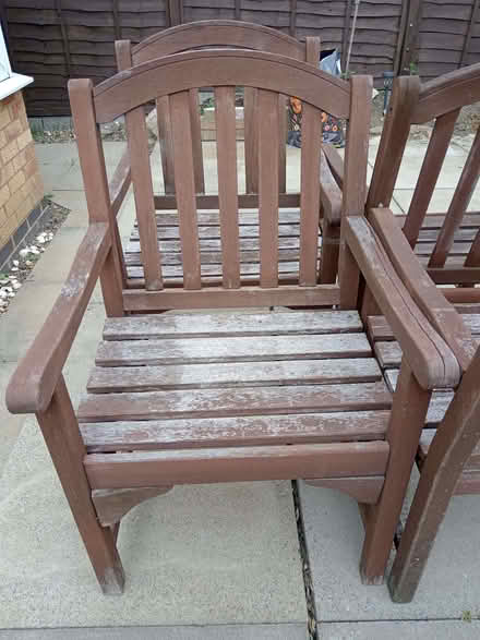 Photo of free Wooden Garden Chairs (Springfield Rd area, Rushden NN10) #4