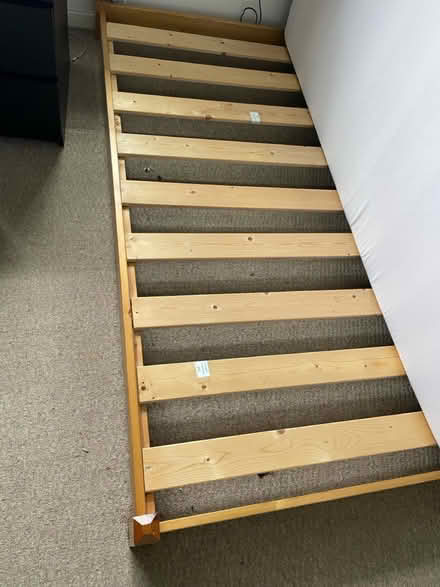 Photo of free Low Wooden single bed +mattress (Chellaston derby) #1