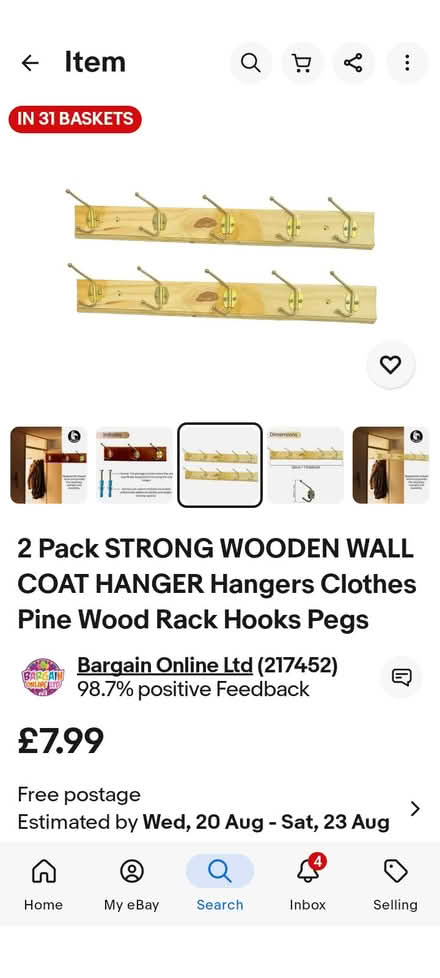 Photo of Wooden wall mounted coat rack (High park southport PR9 7SQ) #1