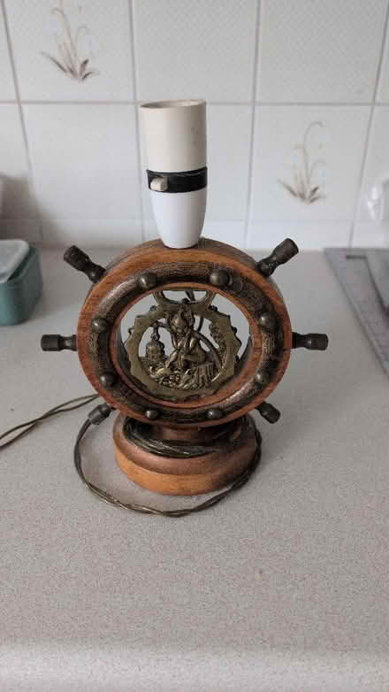 Photo of free Brass and wood lamp (Aldwick PO21) #1