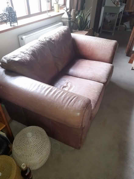 Photo of free Two seater leather settee (Knighton LD7) #1