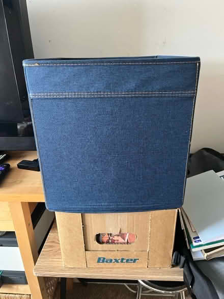 Photo of free IKEA Kallax denim boxes x 4 (S8 Norton Lees) #1