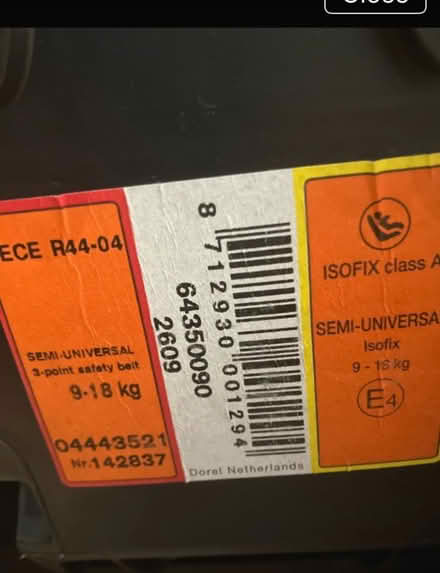 Photo of free Toddler car seat with isofix base ! (Denham UB9) #3