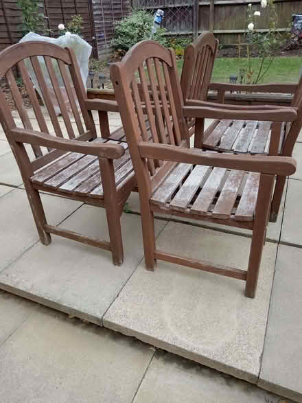Photo of free Wooden Garden Chairs (Springfield Rd area, Rushden NN10) #3