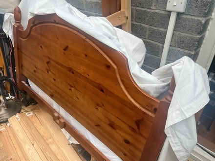 Photo of free Small pine double bed frame (Great Barrow CH3) #1