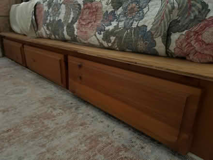 Photo of free Q or K wood pedestal with 6 drawers (West Ridge - Peterson/Western) #4