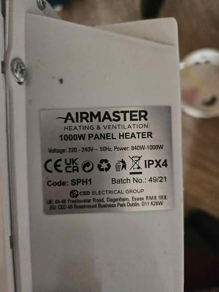 Photo of free Airmaster electric heater (E15 1HB) #3