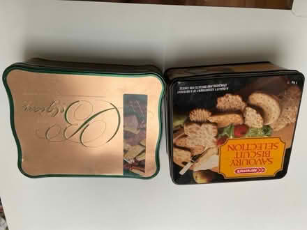 Photo of free 2 x vintage metal biscuit tins (Amersham Common HP7) #1