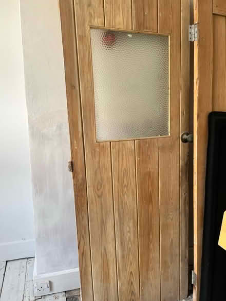 Photo of free Old pine door with glass (Hastings Old town TN34) #1