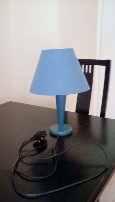 Photo of free Blue wooden lamp and shade (Lower Earley RG6) #1