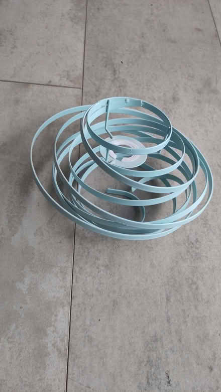 Photo of free Light blue metal springy pendant light shade (Cubbington CV32) #1