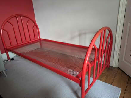 Photo of free Single Red Metal Bed Frame (BS3) #1