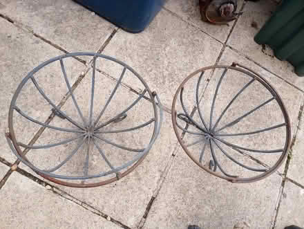 Photo of free 2 round planters metal (Folksworth PE7) #1