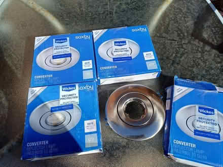 Photo of free NEW 4 x silver ceiling spotlights (Slapton LU7 9DA) #1
