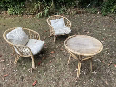 Photo of free 2 wicker chairs and round table (Hinchley Wood KT7) #1