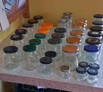 Photo of free 35 jam/chutney jars with lids (Llandegley LD1) #1