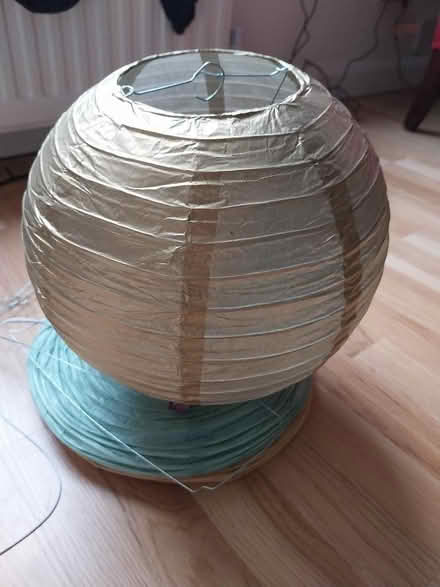 Photo of free 4 paper lantern decorations gold and sage (Kendal LA9) #1