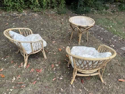 Photo of free 2 wicker chairs and round table (Hinchley Wood KT7) #2