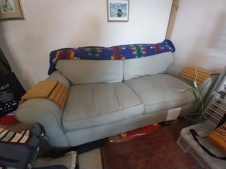 Photo of free Two seater duck egg blue sofa bed - very comfortable (Landport BN7) #1