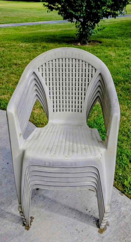 Photo of free 6 Stackable Patio Chairs (Buffalo Grove.) #1