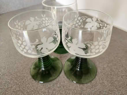 Photo of free 3 x small wine glasses (Barnard's Green WR14) #1