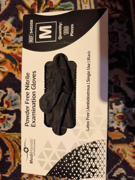 Photo of free Nearly full box black nitrile gloves, M. (Church RG2) #1
