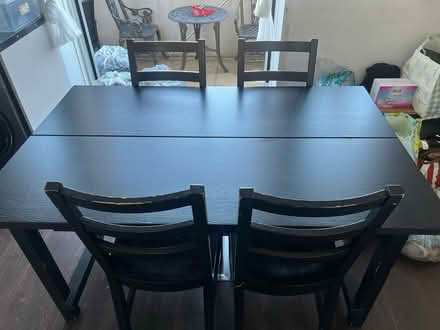 Photo of free Black dining table and chairs (Hammersmith) #1