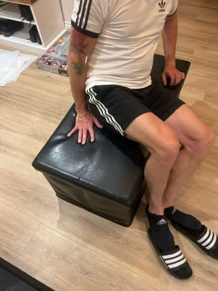 Photo of free Black faux leather ottoman (Tonbridge) #3