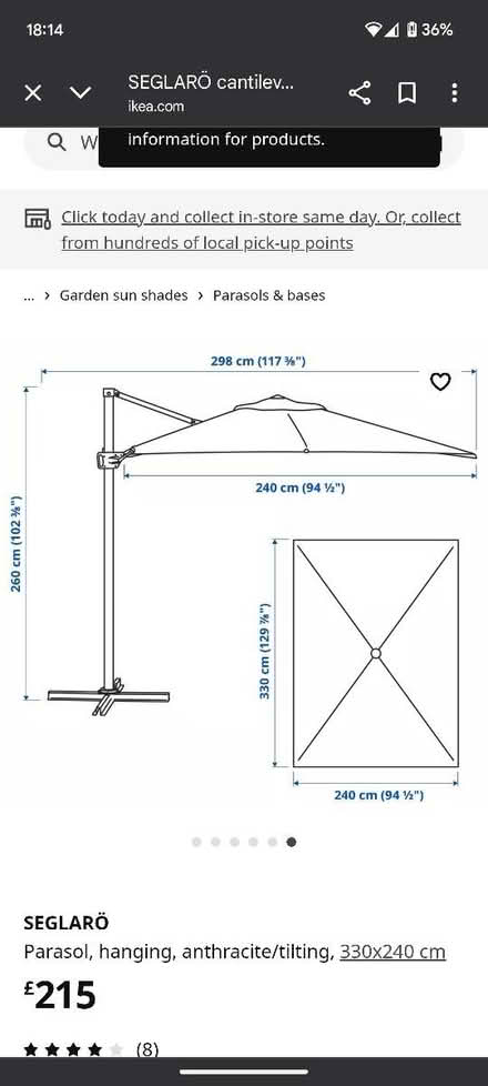 Photo of free IKEA Parasol frame (Cosham (PO6)) #1