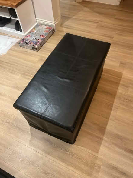 Photo of free Black faux leather ottoman (Tonbridge) #1