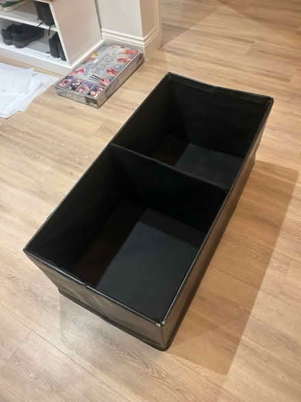 Photo of free Black faux leather ottoman (Tonbridge) #2