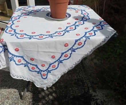 Photo of free Glass topped metal-rimmed garden table (Moorfields) #2