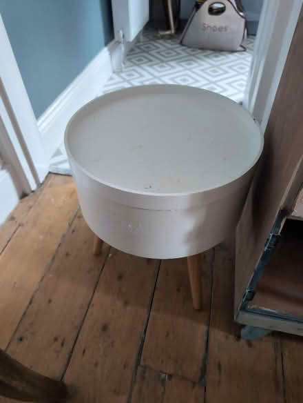Photo of free Small round side table with storage inside (Llandrindod LD1) #1