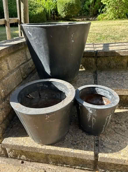 Photo of free Set of 3 metal plant pots (Barkham RG41) #1