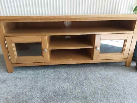 Photo of free Solid wooden TV unit with glass doors (Churchgate EN8) #1