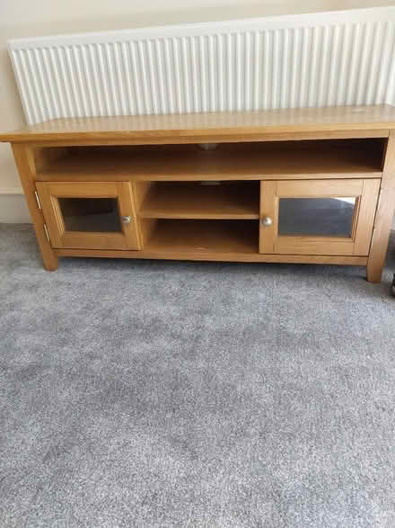 Photo of free Solid wooden TV unit with glass doors (Churchgate EN8) #2