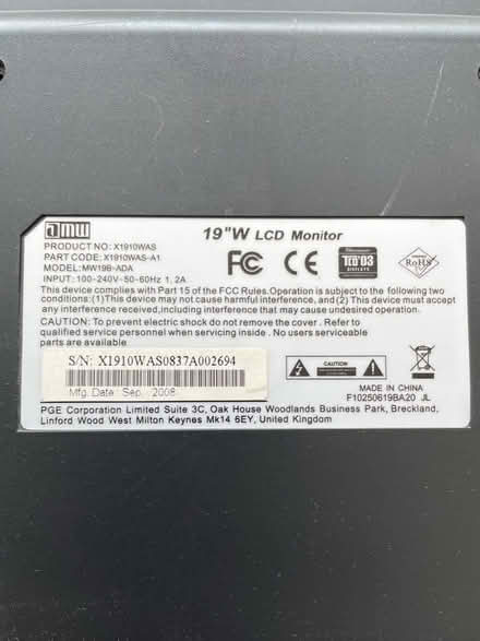 Photo of free PC monitor 19”, integral speakers. (Shortlands BR2) #3