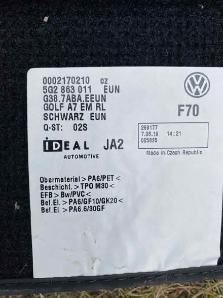 Photo of free Car mats. VW golf (Temple Street OX4) #2