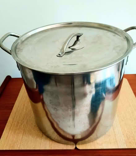Photo of free Large Stainless Steel Cooking Pot + Lid (Surrey Heath GU24) #1