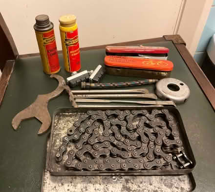 Photo of free Old bicycle chain and repair tools (Lewsey Farm LU4) #1