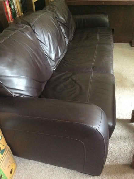 Photo of free 3 Seater Dark Brown Leather Sofa (Alton GU34) #1