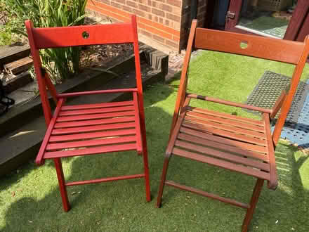 Photo of free Folding wooden chairs x2 (Penkhull, Stoke. ST4) #1
